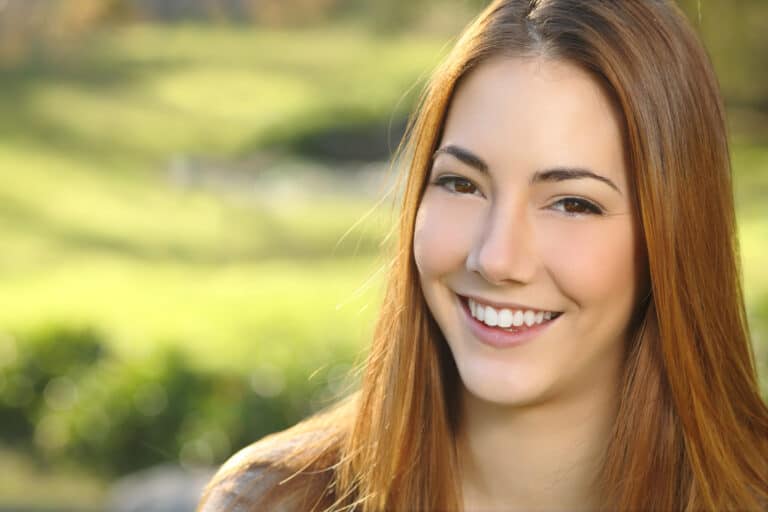 Portrait of a woman white smile dental care